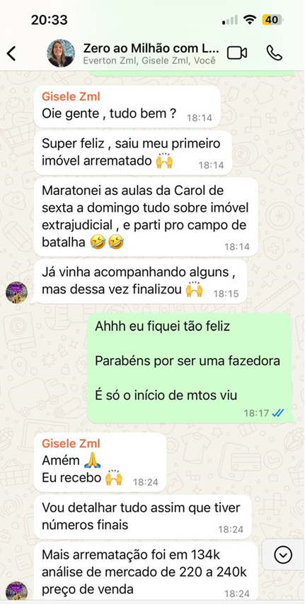 Depoimento Gisele Arrematação
